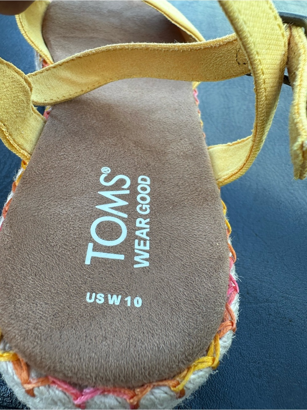Toms Womens Abby Braided Espadrille Pineapple Yellow Flatform Sandal US W 10 New - Picture 4 of 6